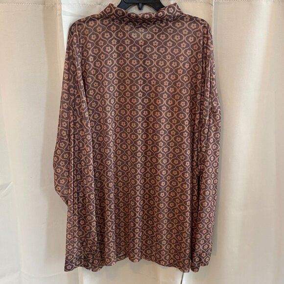 Asos Curve Womens Top Size 22 Geometric Button Up Mesh Retro MOD Career 18131 - Picture 2 of 8